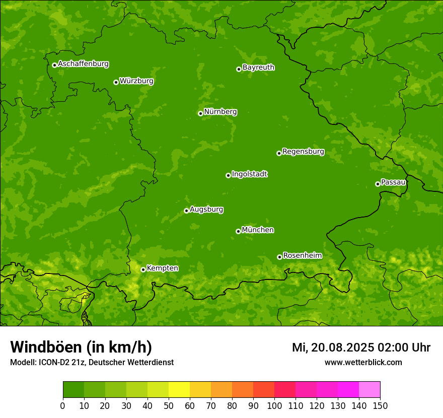 Modellkarten Windgeschwindigkeit