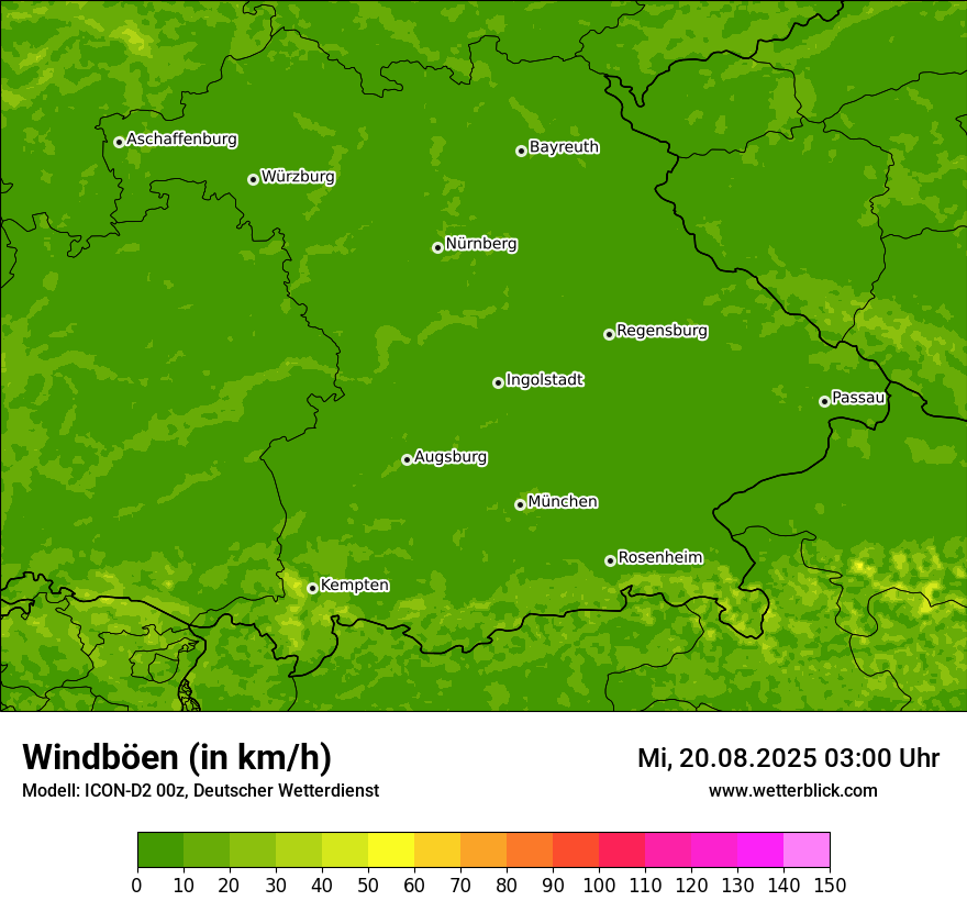 Modellkarten Windgeschwindigkeit