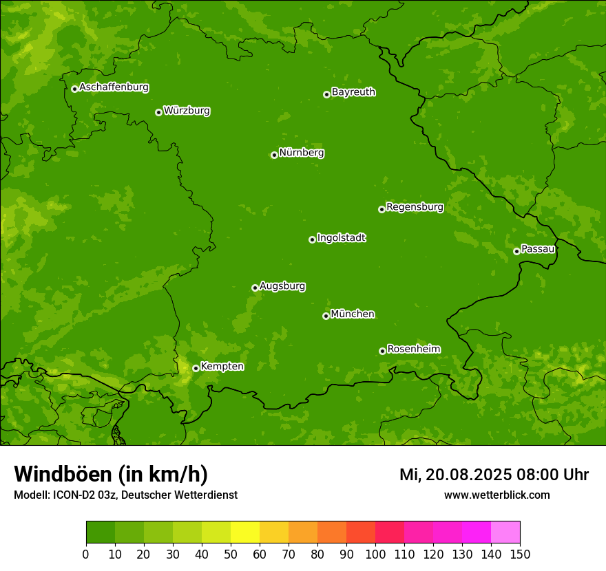 Modellkarten Windgeschwindigkeit