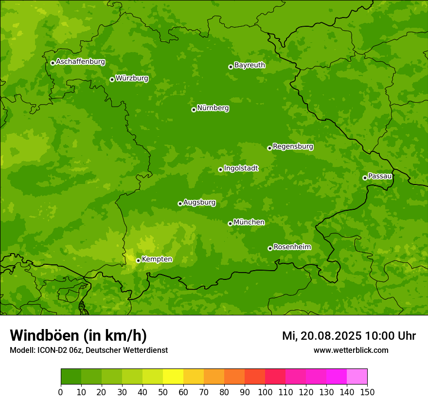 Modellkarten Windgeschwindigkeit