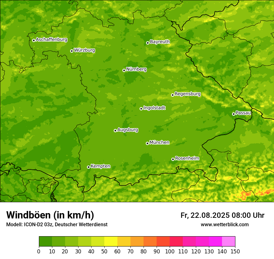 Modellkarten Windgeschwindigkeit