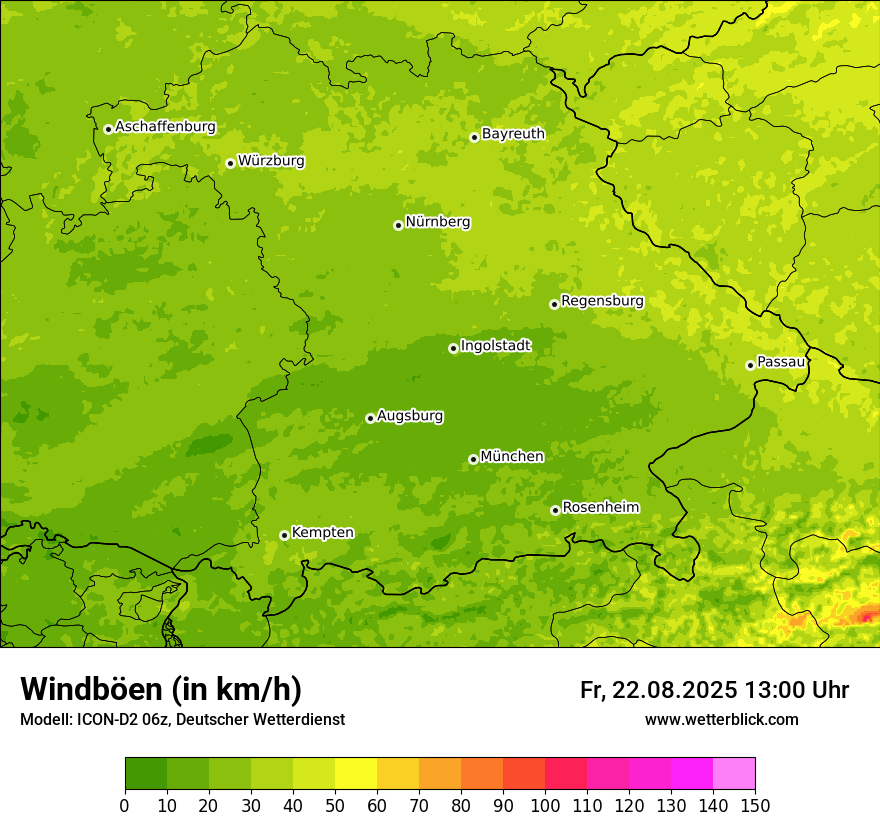 Modellkarten Windgeschwindigkeit