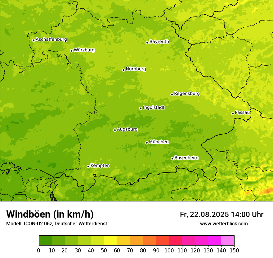 Modellkarten Windgeschwindigkeit