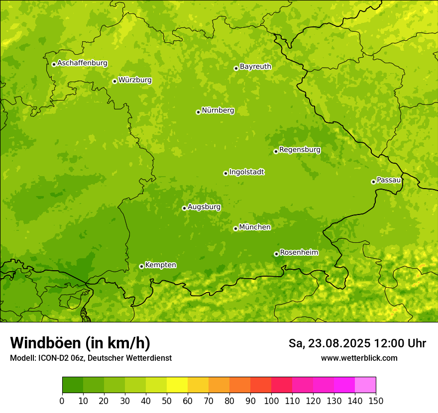 Modellkarten Windgeschwindigkeit
