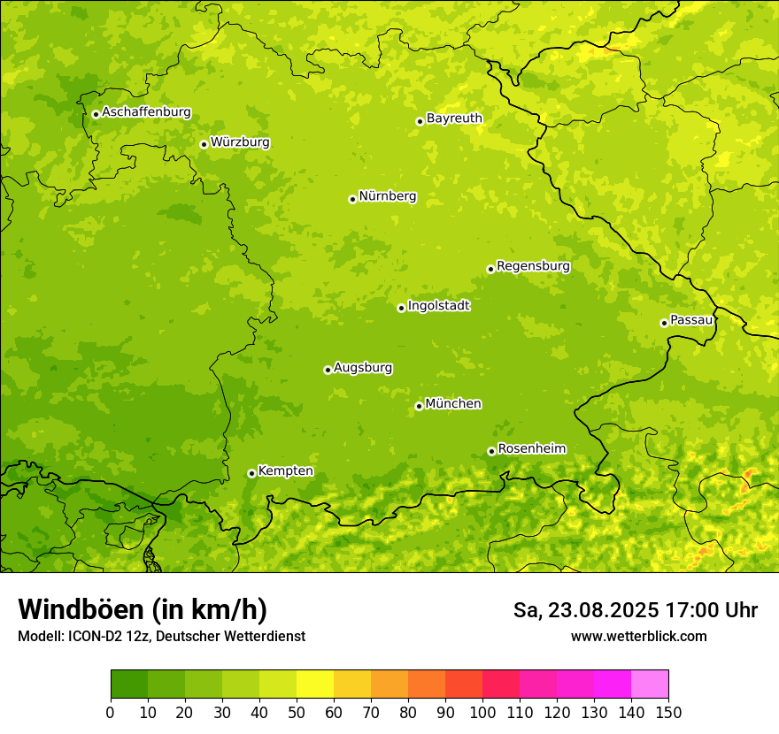 Modellkarten Windgeschwindigkeit