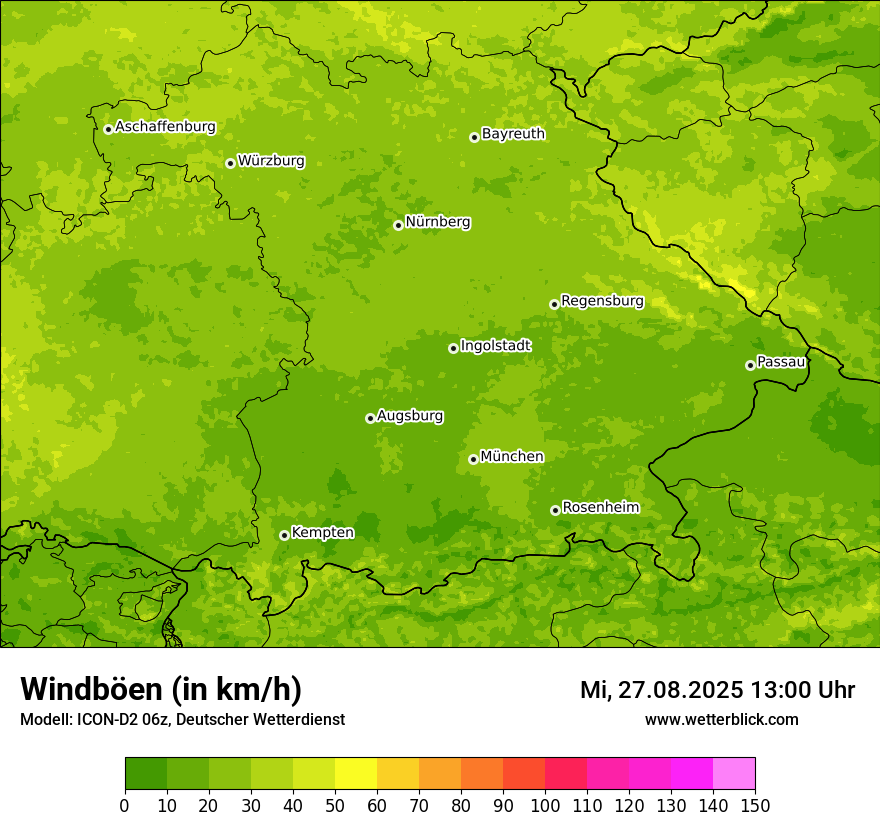 Modellkarten Windgeschwindigkeit