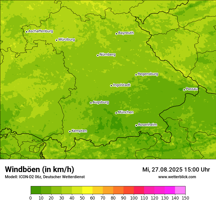 Modellkarten Windgeschwindigkeit