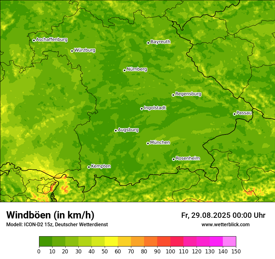 Modellkarten Windgeschwindigkeit