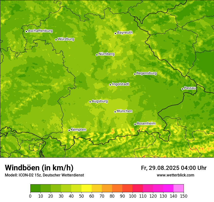 Modellkarten Windgeschwindigkeit