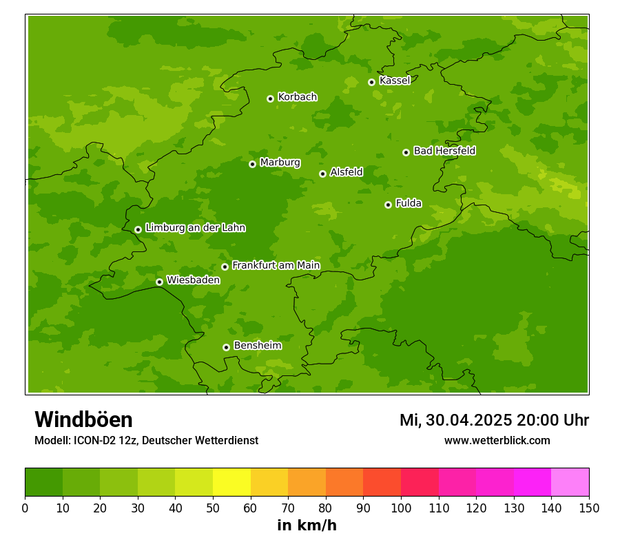 Modellkarten Windgeschwindigkeit