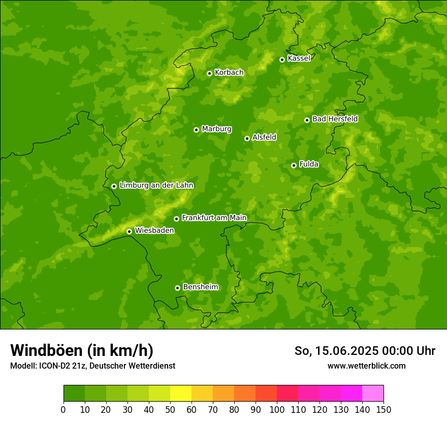 Modellkarten Windgeschwindigkeit