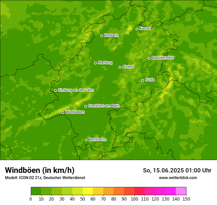 Modellkarten Windgeschwindigkeit