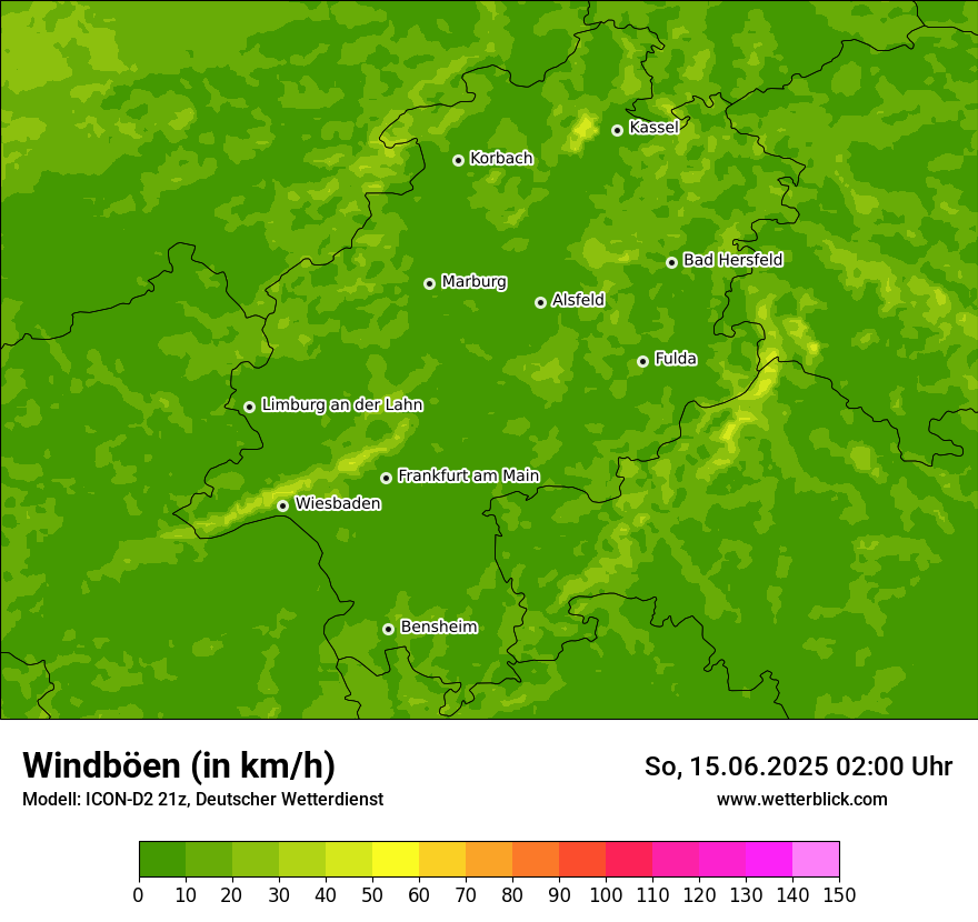 Modellkarten Windgeschwindigkeit