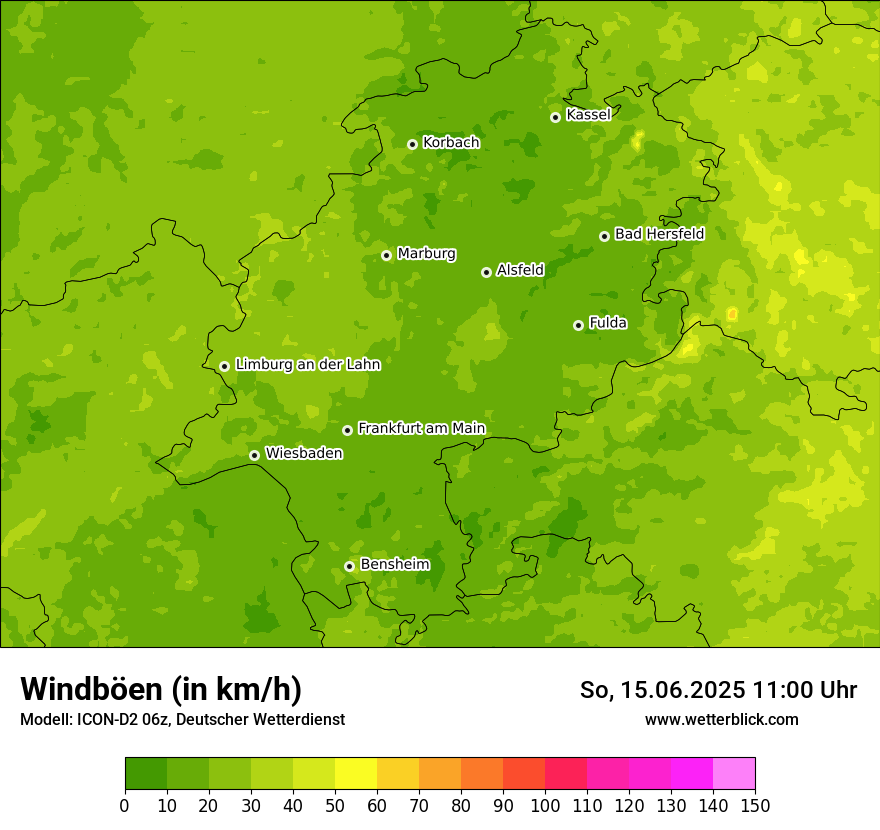 Modellkarten Windgeschwindigkeit