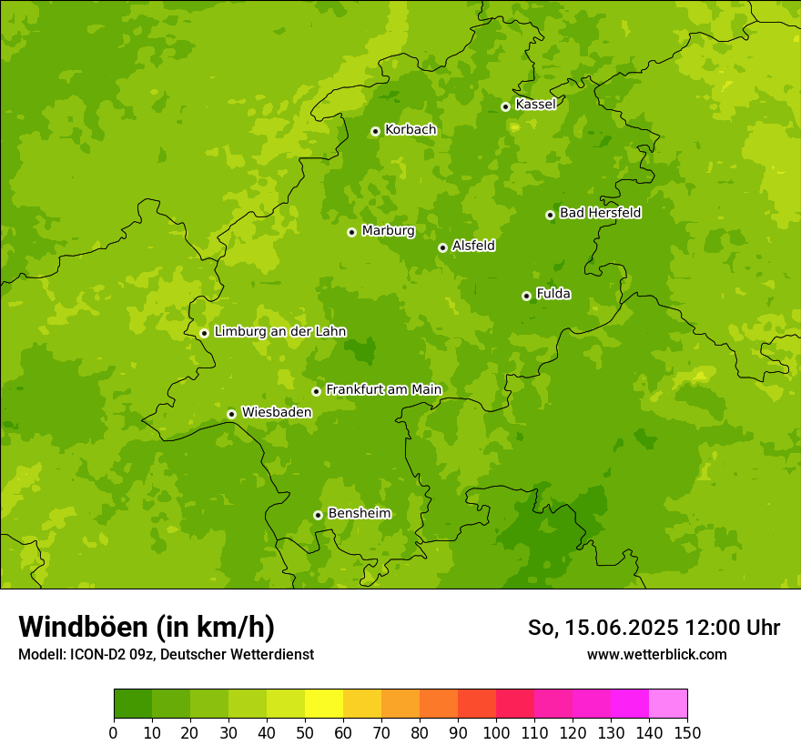 Modellkarten Windgeschwindigkeit