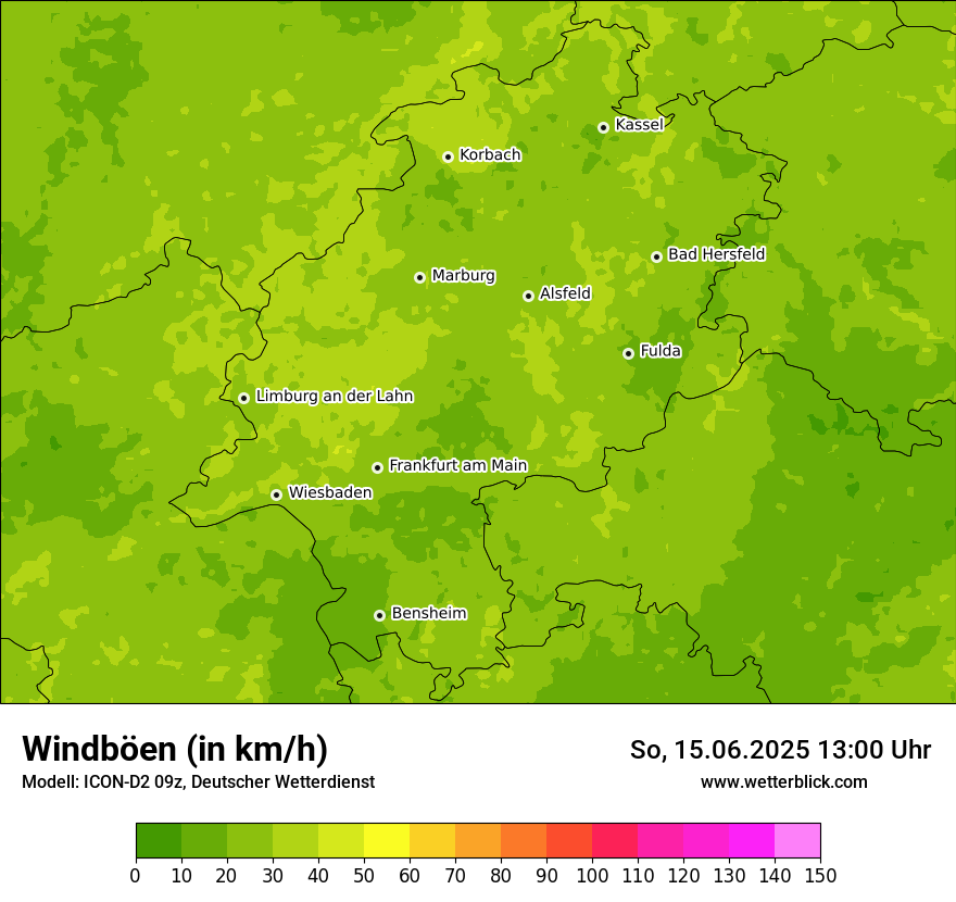 Modellkarten Windgeschwindigkeit