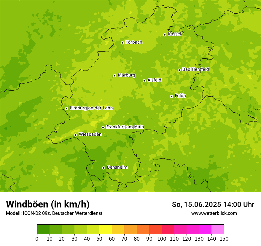 Modellkarten Windgeschwindigkeit