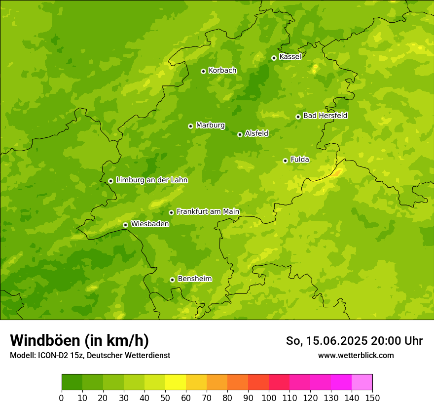 Modellkarten Windgeschwindigkeit