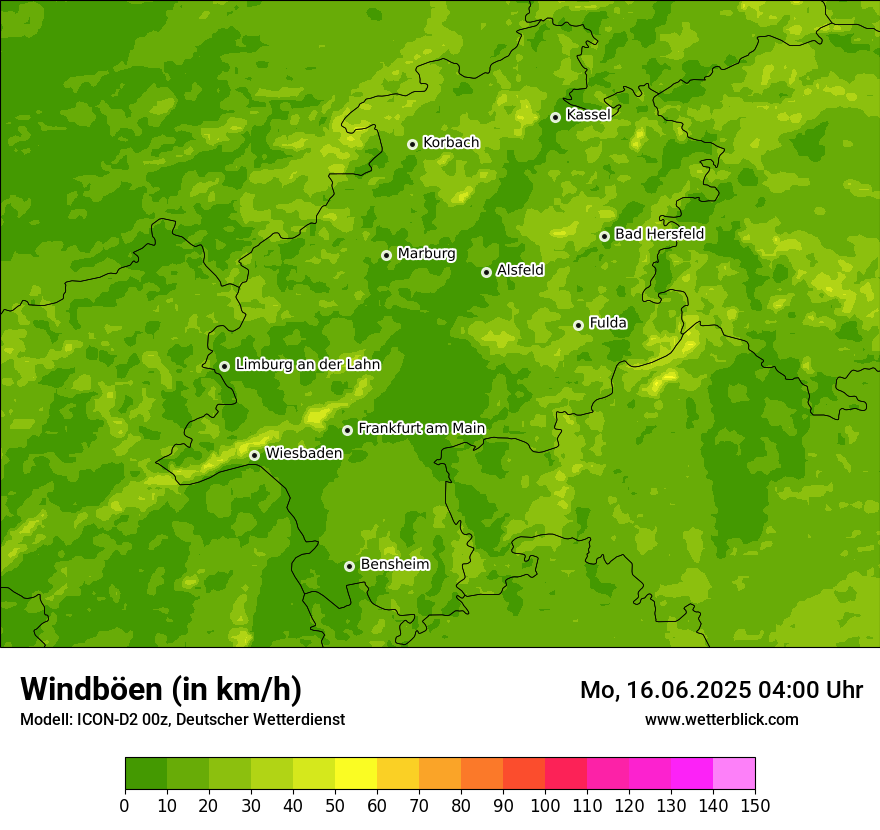 Modellkarten Windgeschwindigkeit