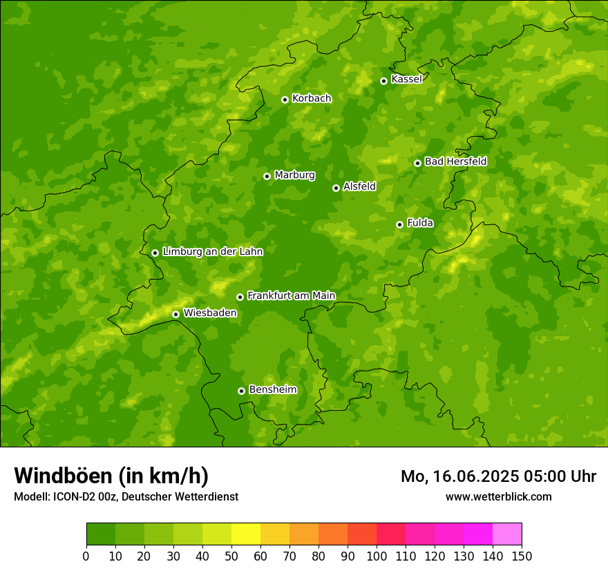 Modellkarten Windgeschwindigkeit