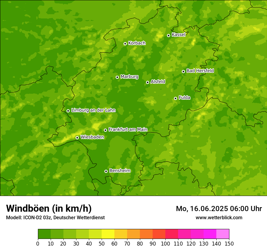 Modellkarten Windgeschwindigkeit