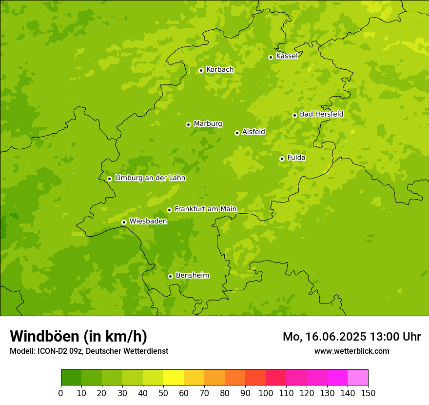 Modellkarten Windgeschwindigkeit