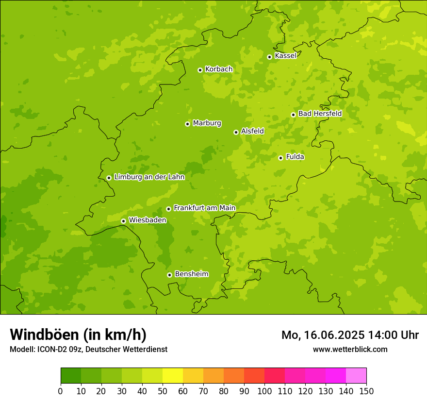 Modellkarten Windgeschwindigkeit