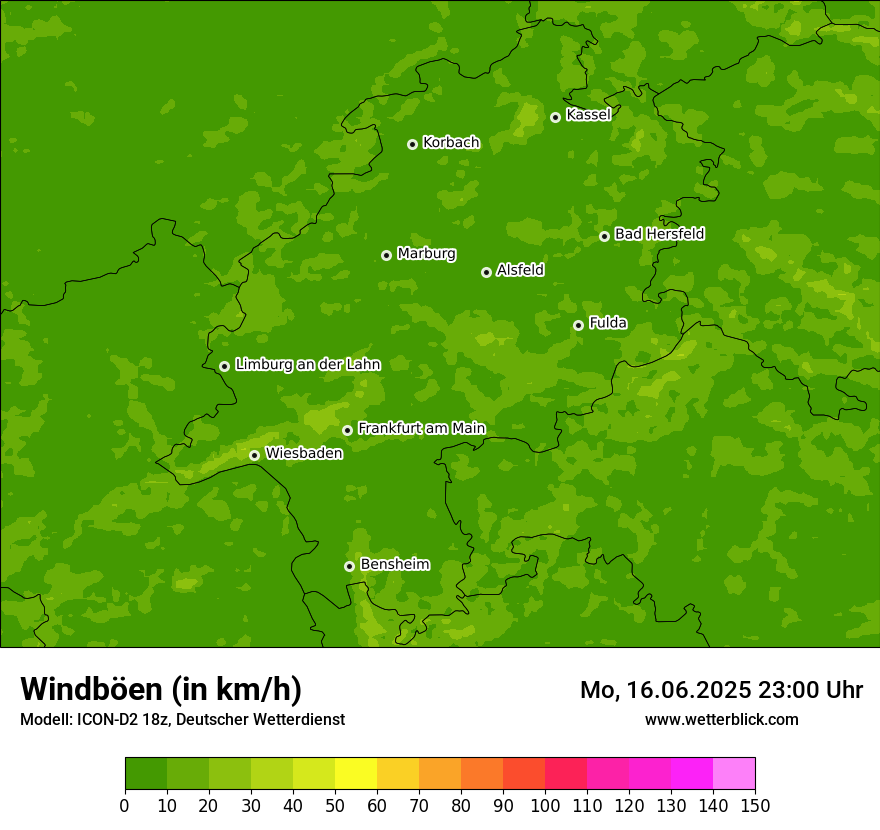 Modellkarten Windgeschwindigkeit