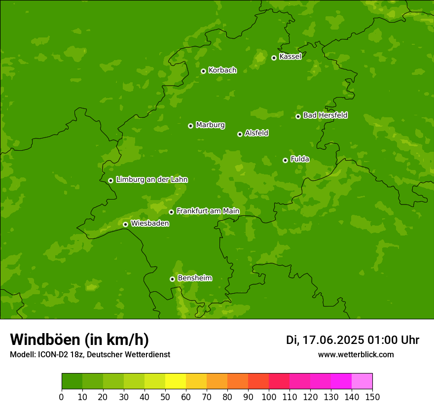 Modellkarten Windgeschwindigkeit