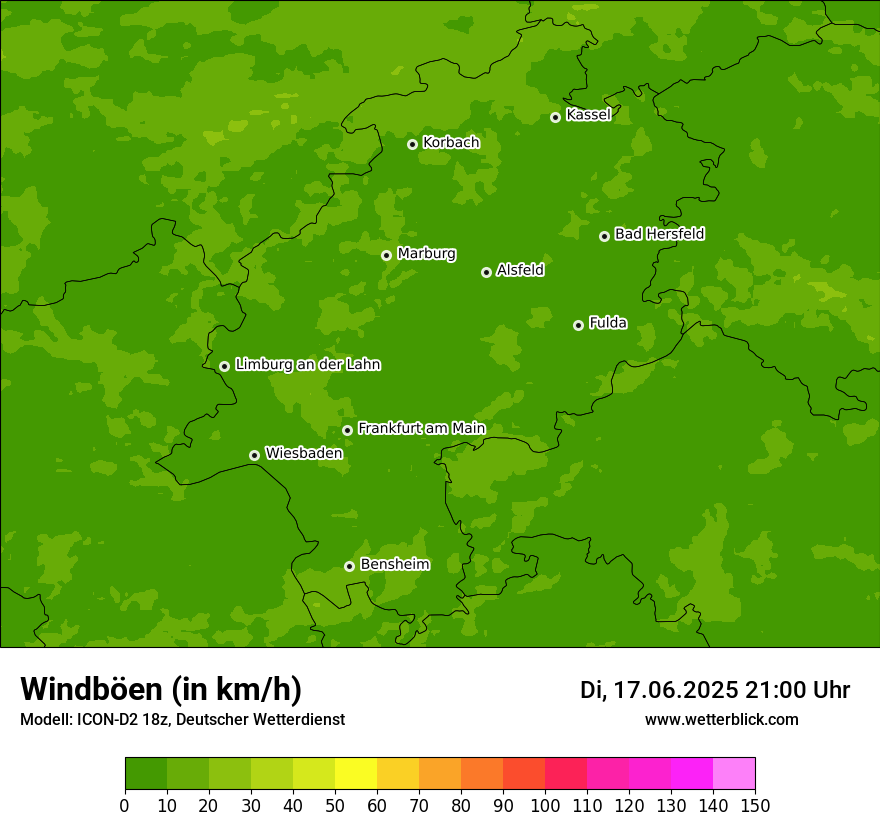 Modellkarten Windgeschwindigkeit