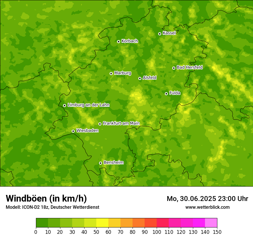 Modellkarten Windgeschwindigkeit