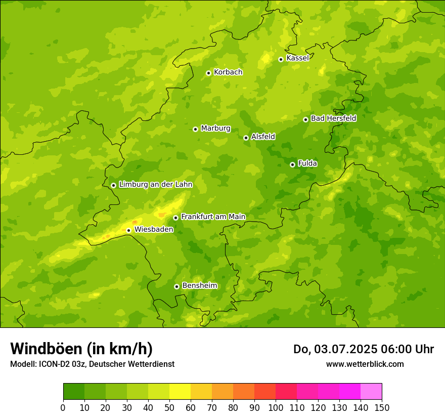 Modellkarten Windgeschwindigkeit