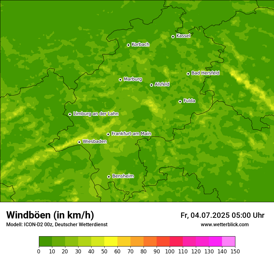 Modellkarten Windgeschwindigkeit
