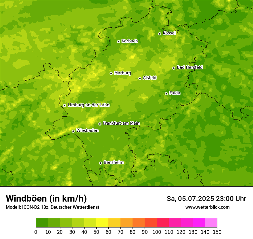 Modellkarten Windgeschwindigkeit