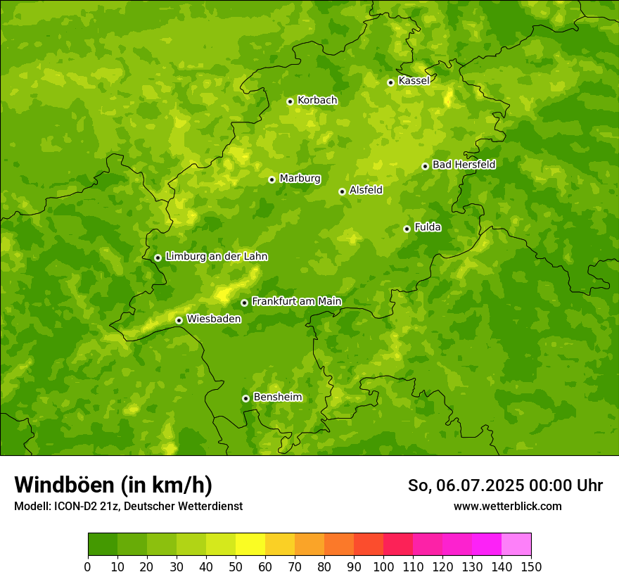Modellkarten Windgeschwindigkeit