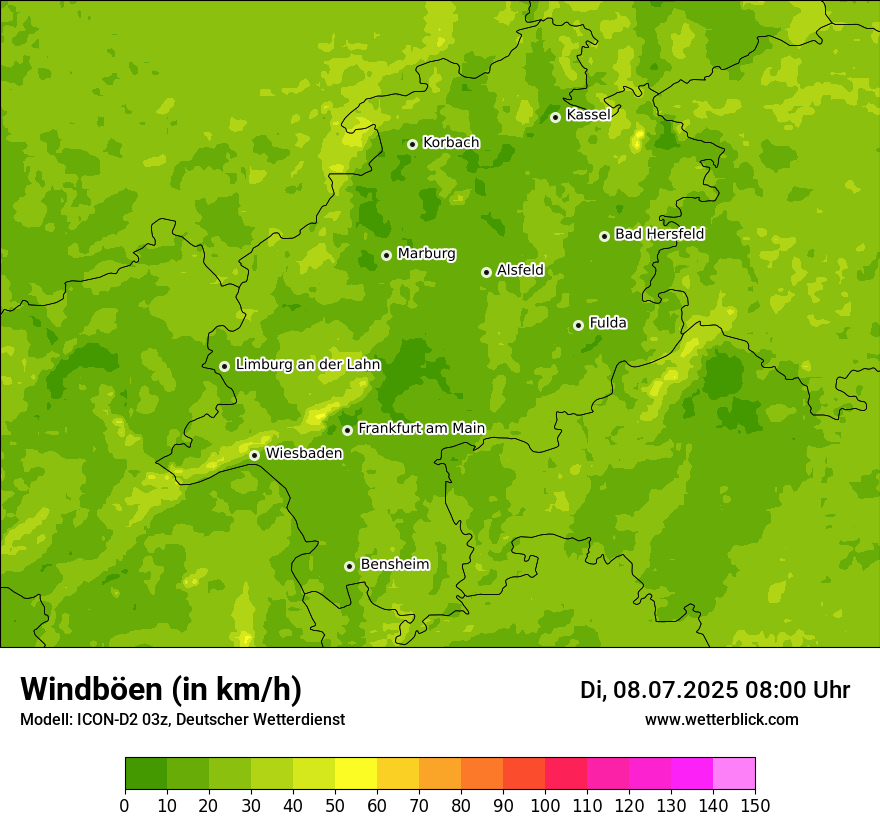 Modellkarten Windgeschwindigkeit