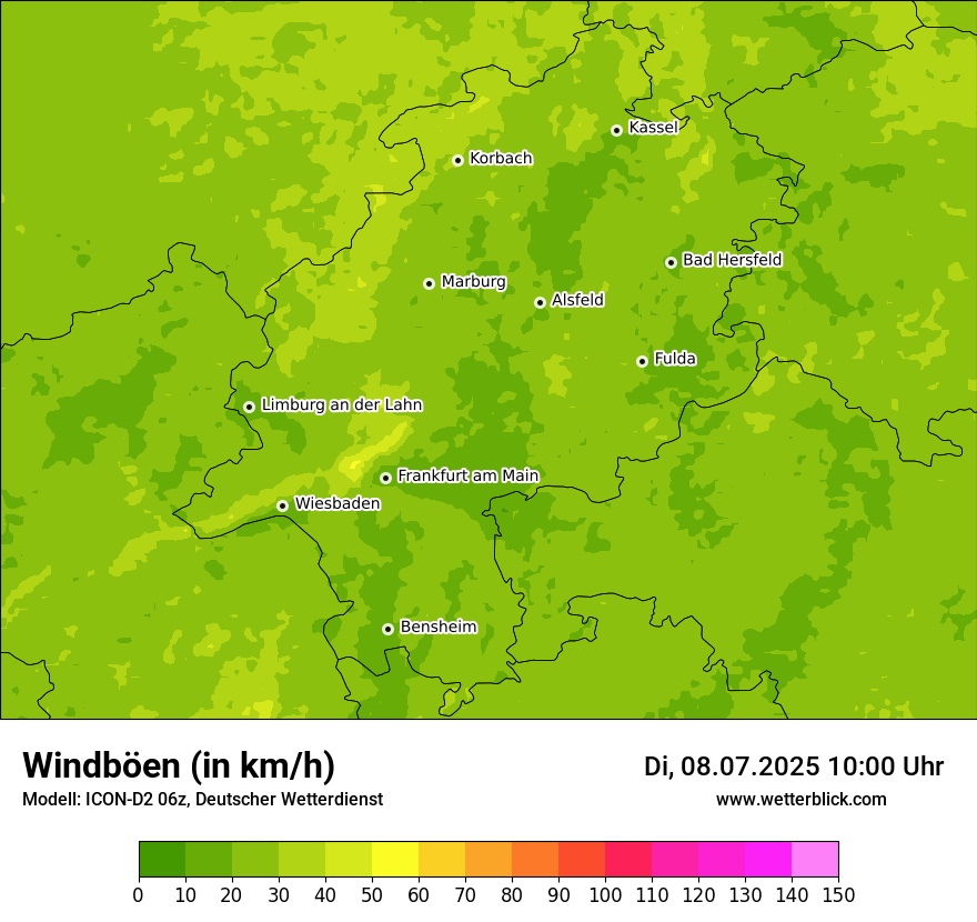 Modellkarten Windgeschwindigkeit