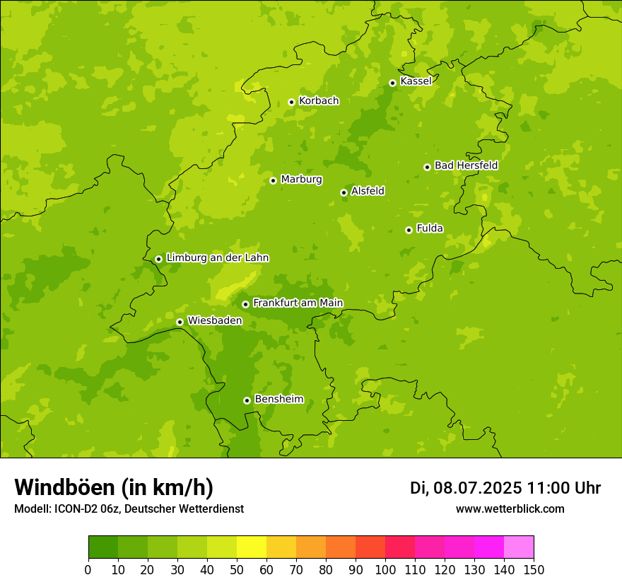 Modellkarten Windgeschwindigkeit