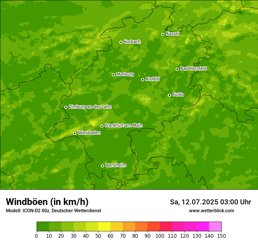 Modellkarten Windgeschwindigkeit