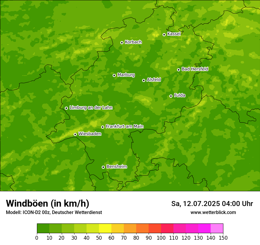 Modellkarten Windgeschwindigkeit