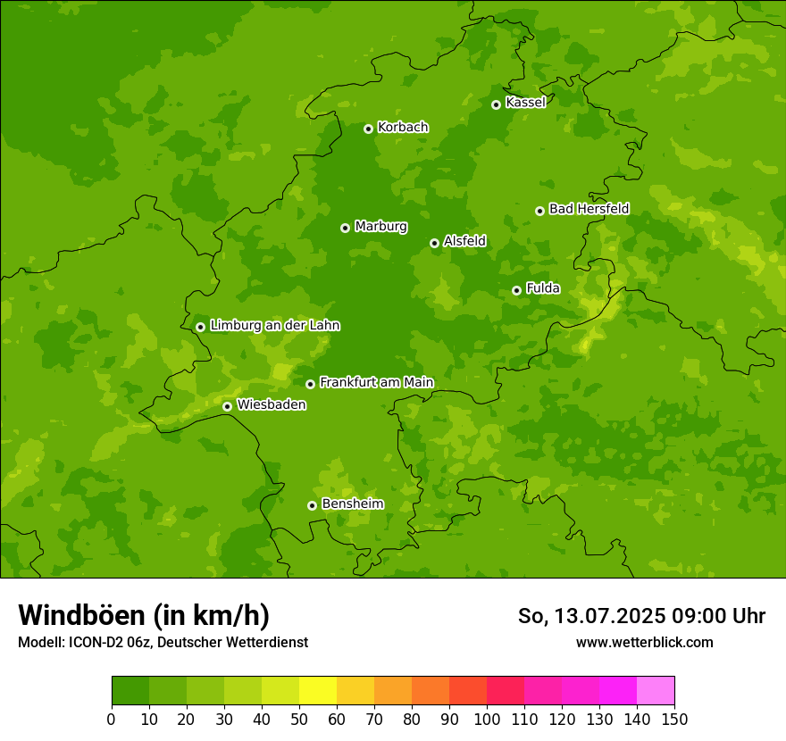 Modellkarten Windgeschwindigkeit