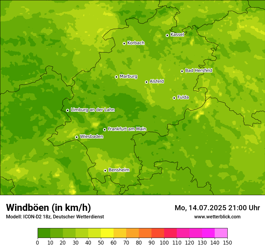Modellkarten Windgeschwindigkeit