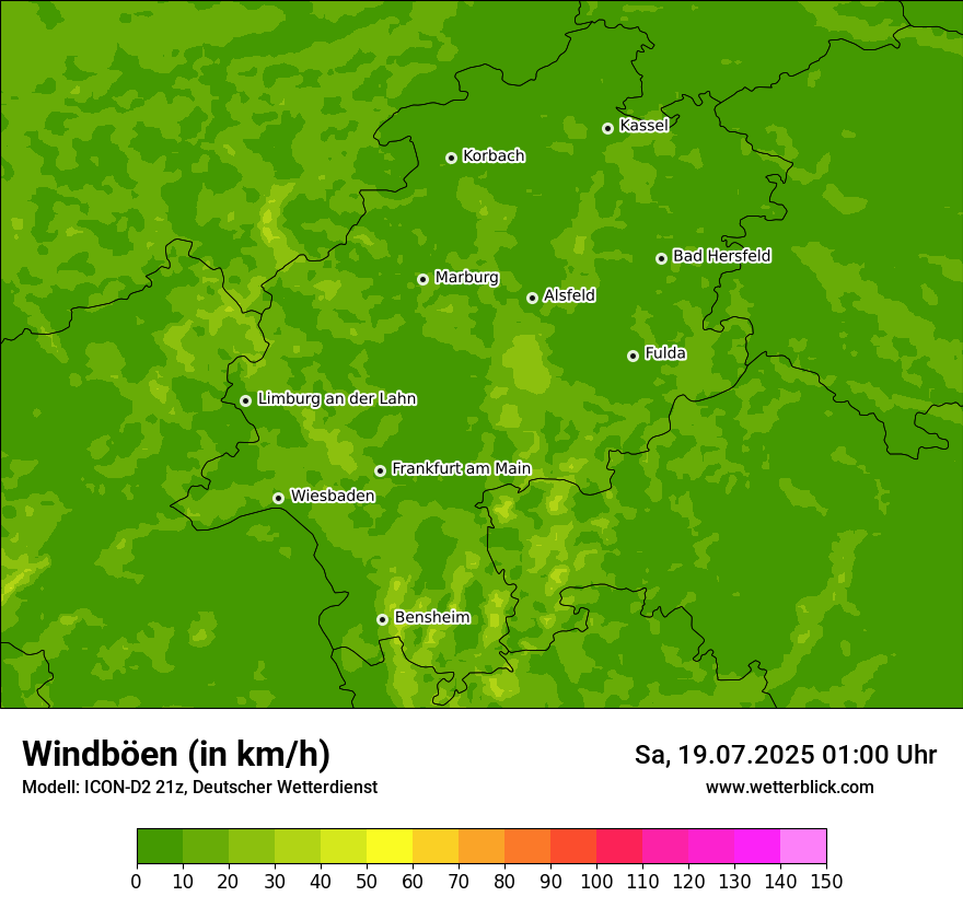Modellkarten Windgeschwindigkeit