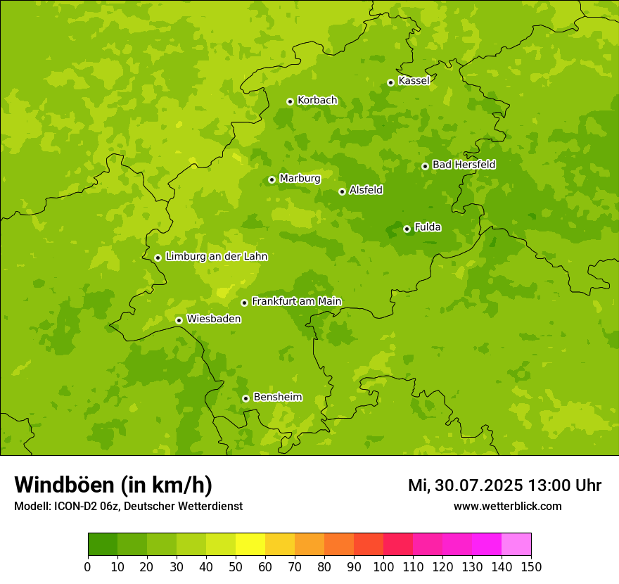Modellkarten Windgeschwindigkeit