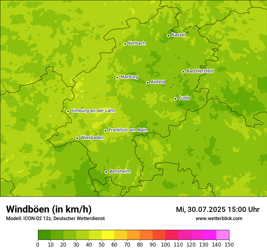 Modellkarten Windgeschwindigkeit