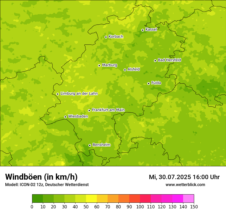 Modellkarten Windgeschwindigkeit