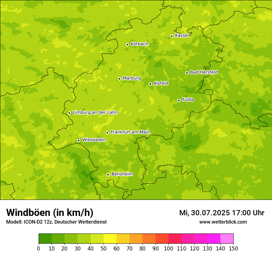 Modellkarten Windgeschwindigkeit