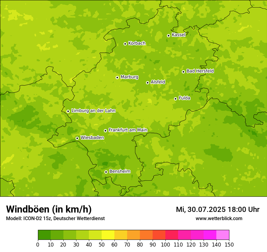 Modellkarten Windgeschwindigkeit