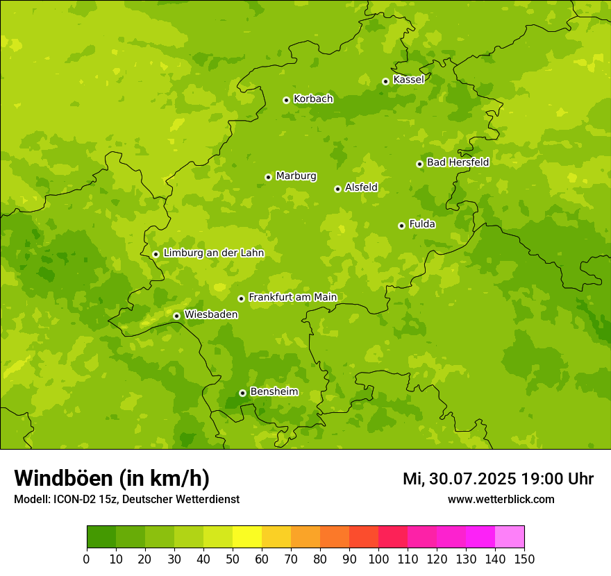 Modellkarten Windgeschwindigkeit