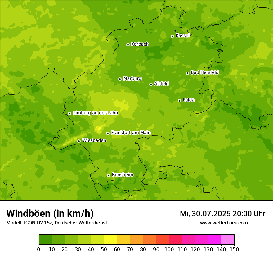 Modellkarten Windgeschwindigkeit